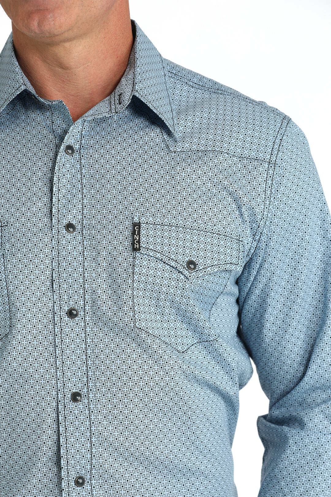 Cinch Men's Light Blue Modern Fit Snap Shirt