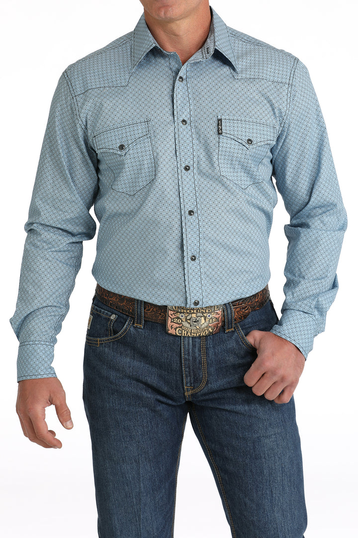 Cinch Men's Light Blue Modern Fit Snap Shirt