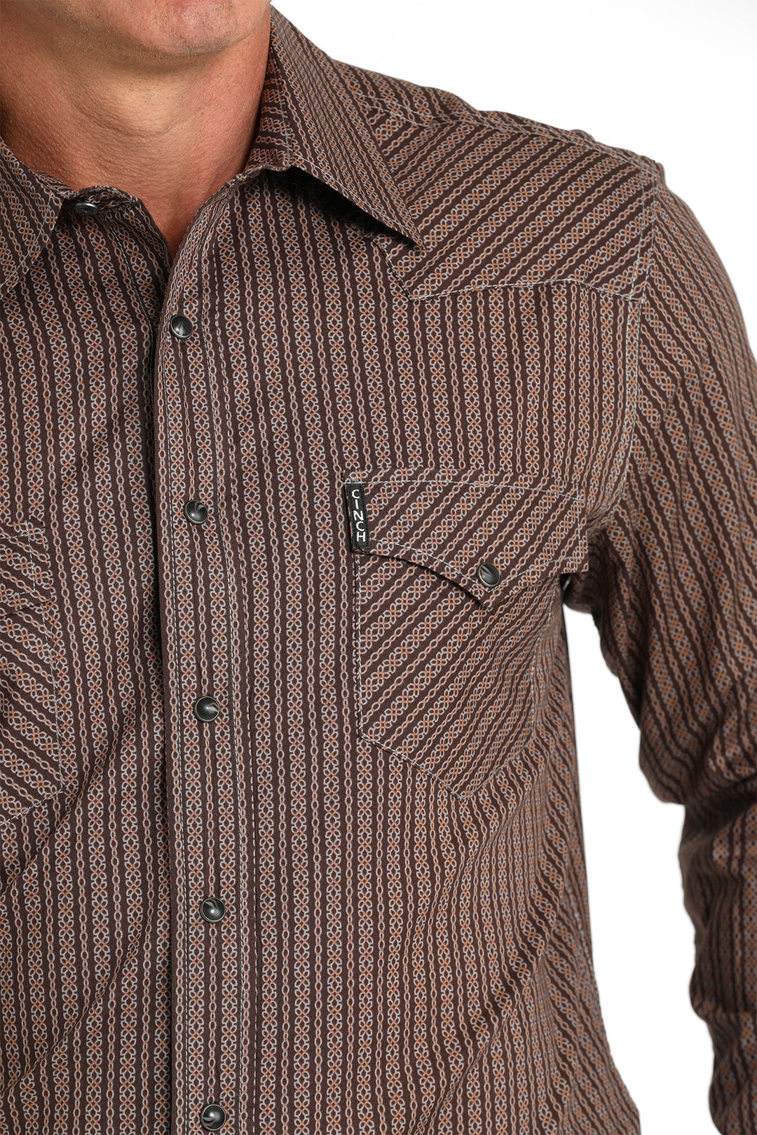 Cinch Men's Brown Geometric Button Down Shirt