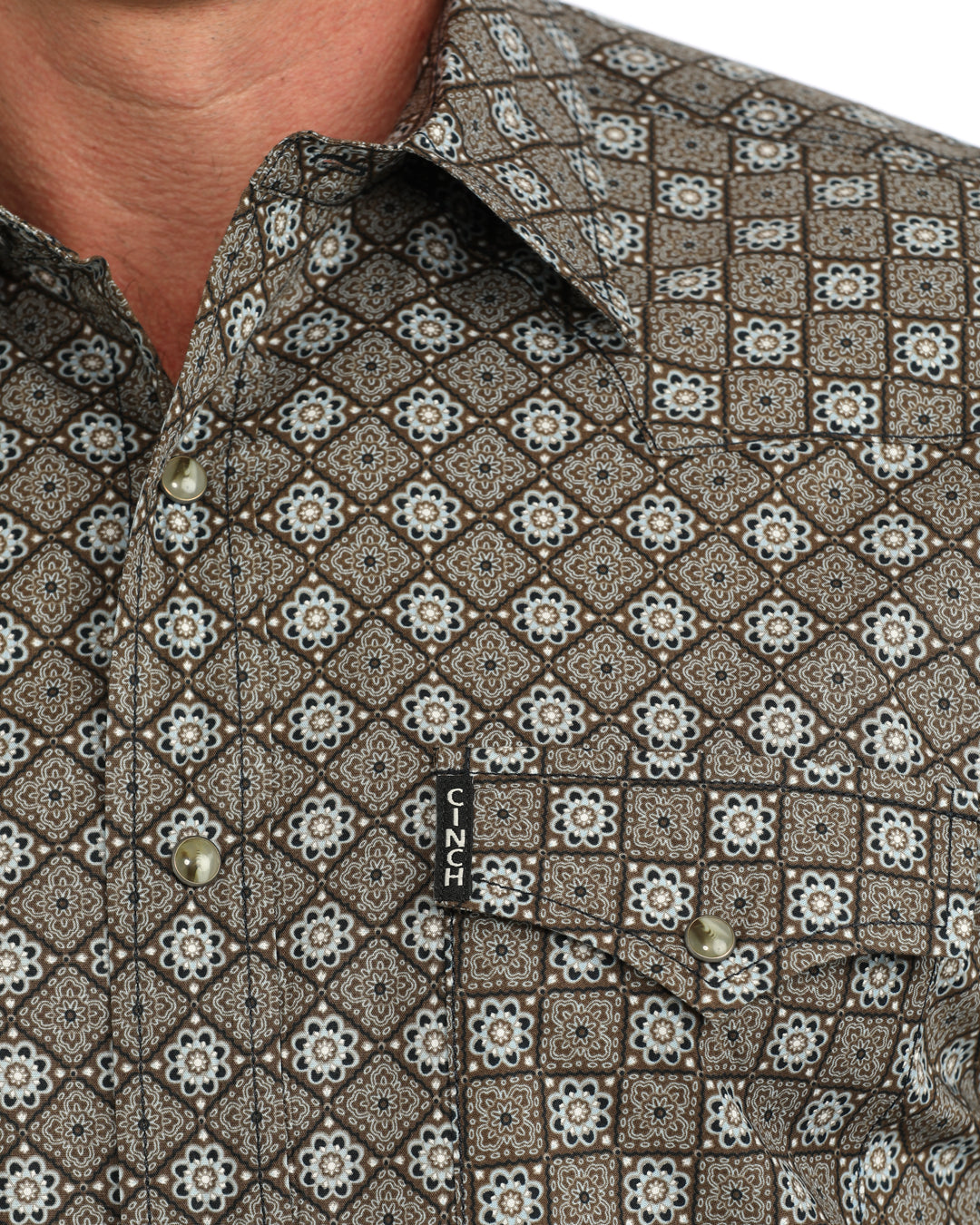Cinch Men's Brown Printed Modern Fit Snap Shirt