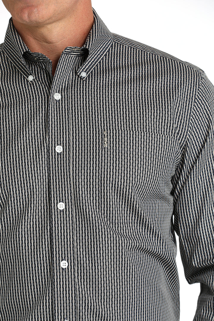 Cinch Men's Black Micro Stripe Modern Fit Button Down Shirt