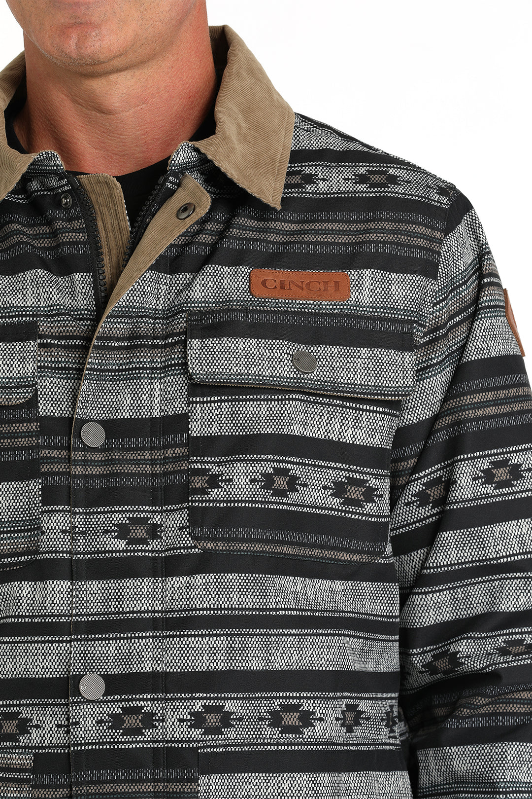 Cinch Men's Black and Gray Barn Coat