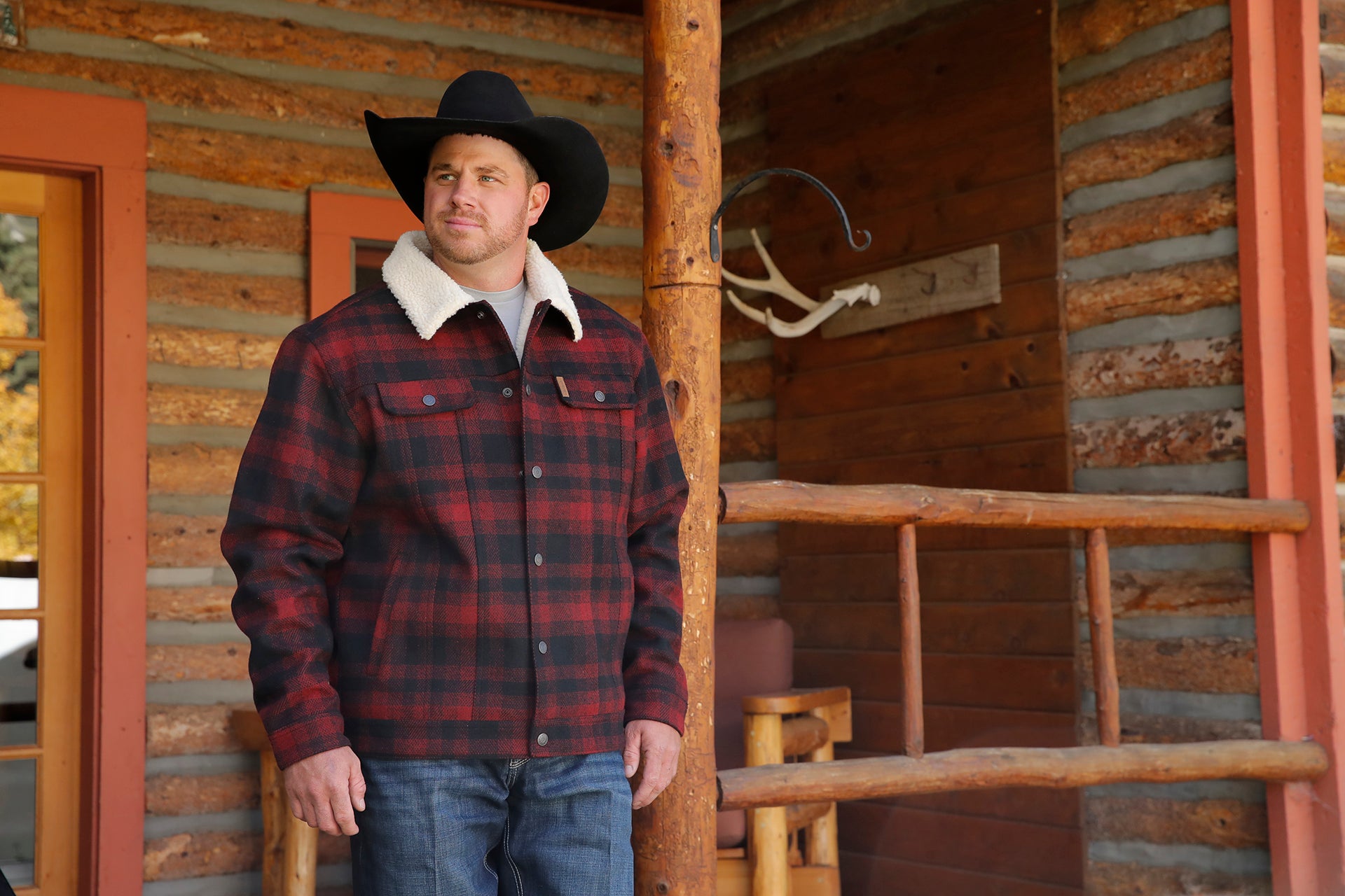 Cinch Men's Red and Black Sherpa Lined Trucker Jacket – West 20