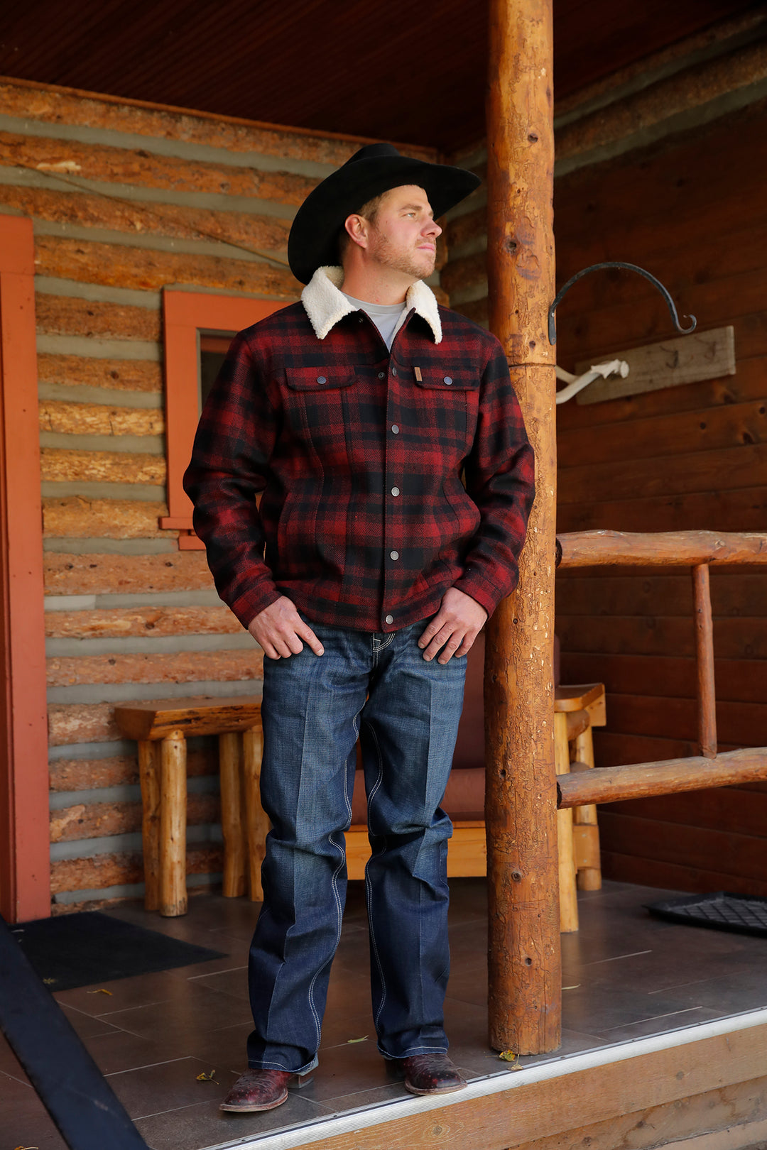 Red Mens Checked Sherpa Jacket Old Navy Coat Mens Large Red Black