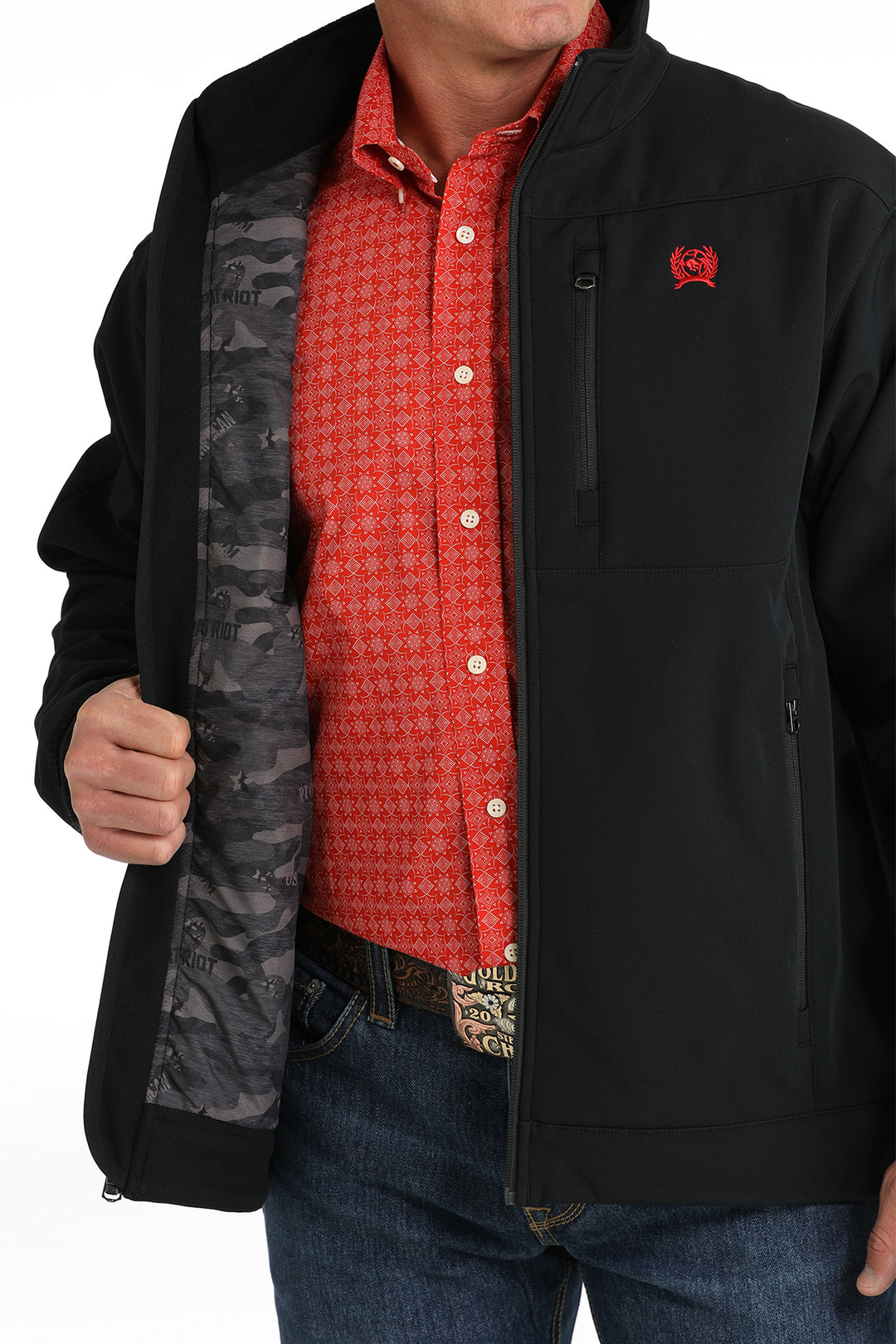 Cinch Men's Black Bonded Jacket with Patriotic Logo