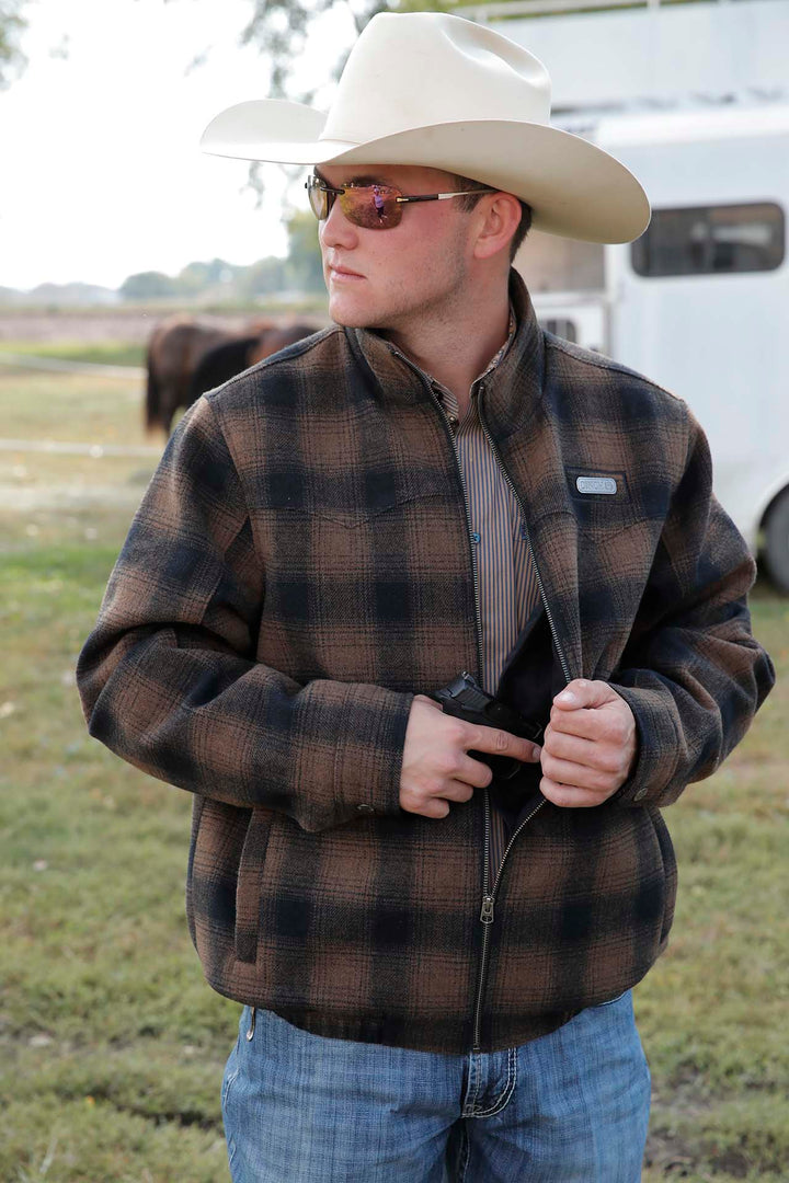 Cinch Men's Brown Plaid Concealed Carry Western Jacket