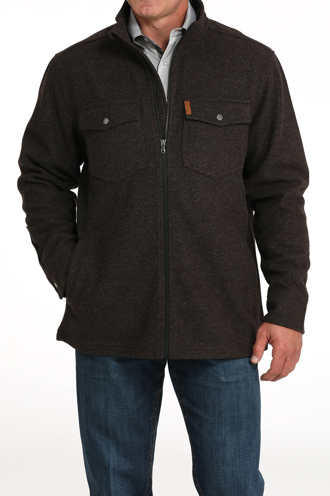 Cinch Men's Brown Knit Shirt Jacket