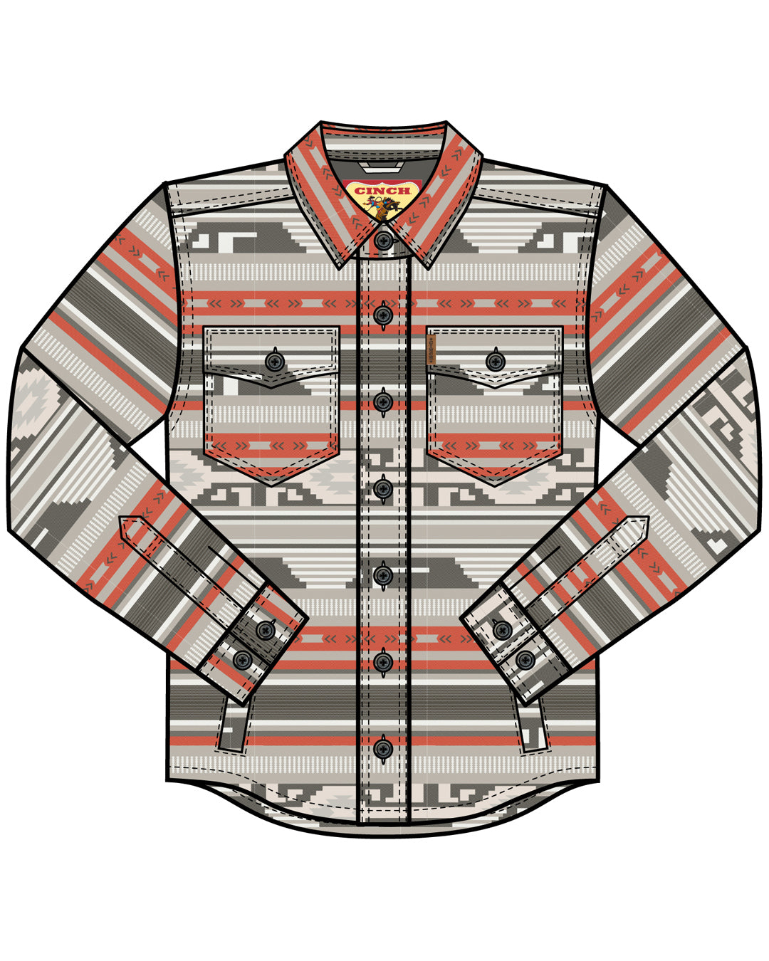 Cinch Men's Grey Jacquard Shirt Jacket