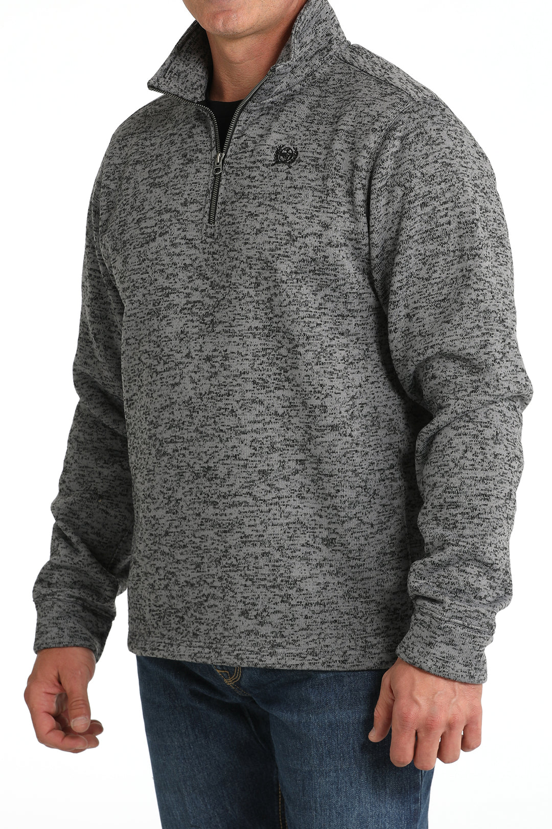 Cinch Men's Gray Sweater Knit 1/4 Zip Pullover