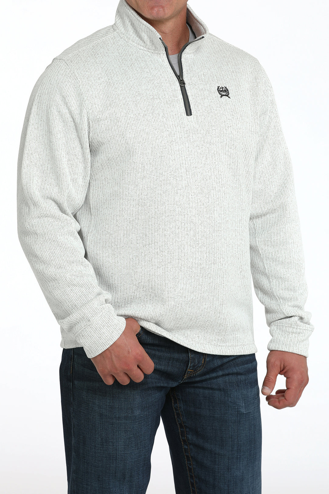 Cinch Men's Gray 1/4 Zip Sweater Knit Pullover