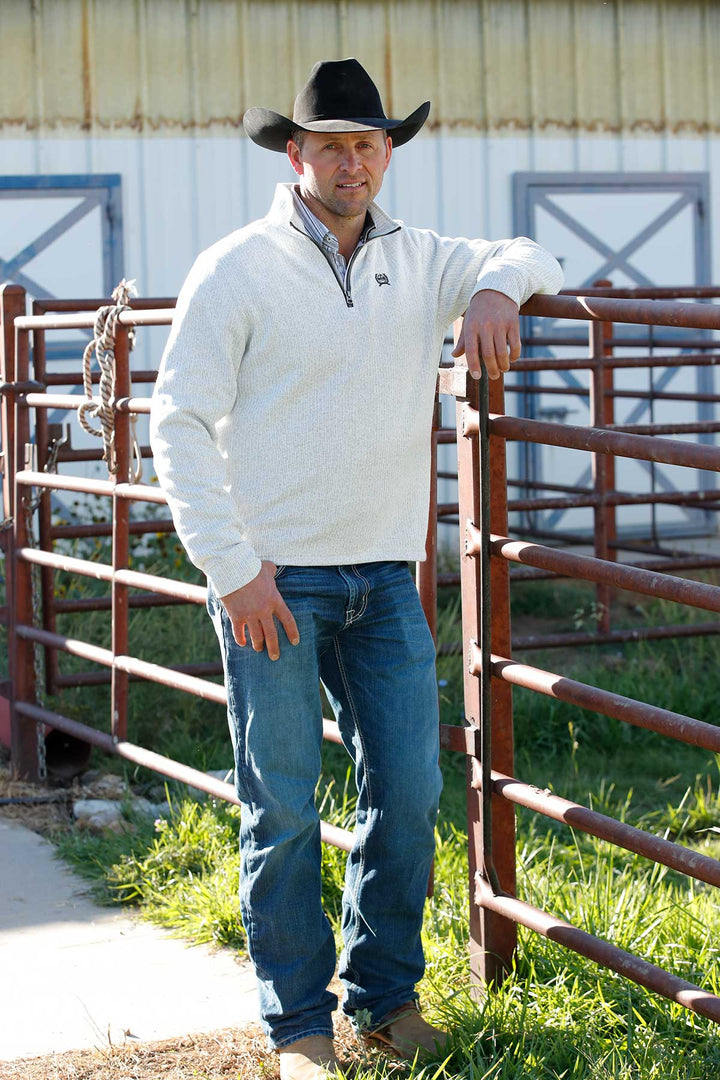 Cinch Men's Gray 1/4 Zip Sweater Knit Pullover