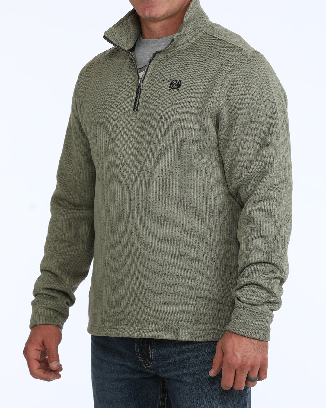 Cinch Men's Olive 1/4 Zip Sweater Knit Pullover