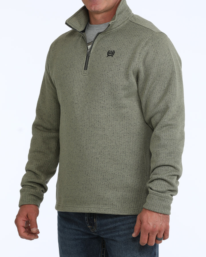 Cinch Men's Olive 1/4 Zip Sweater Knit Pullover