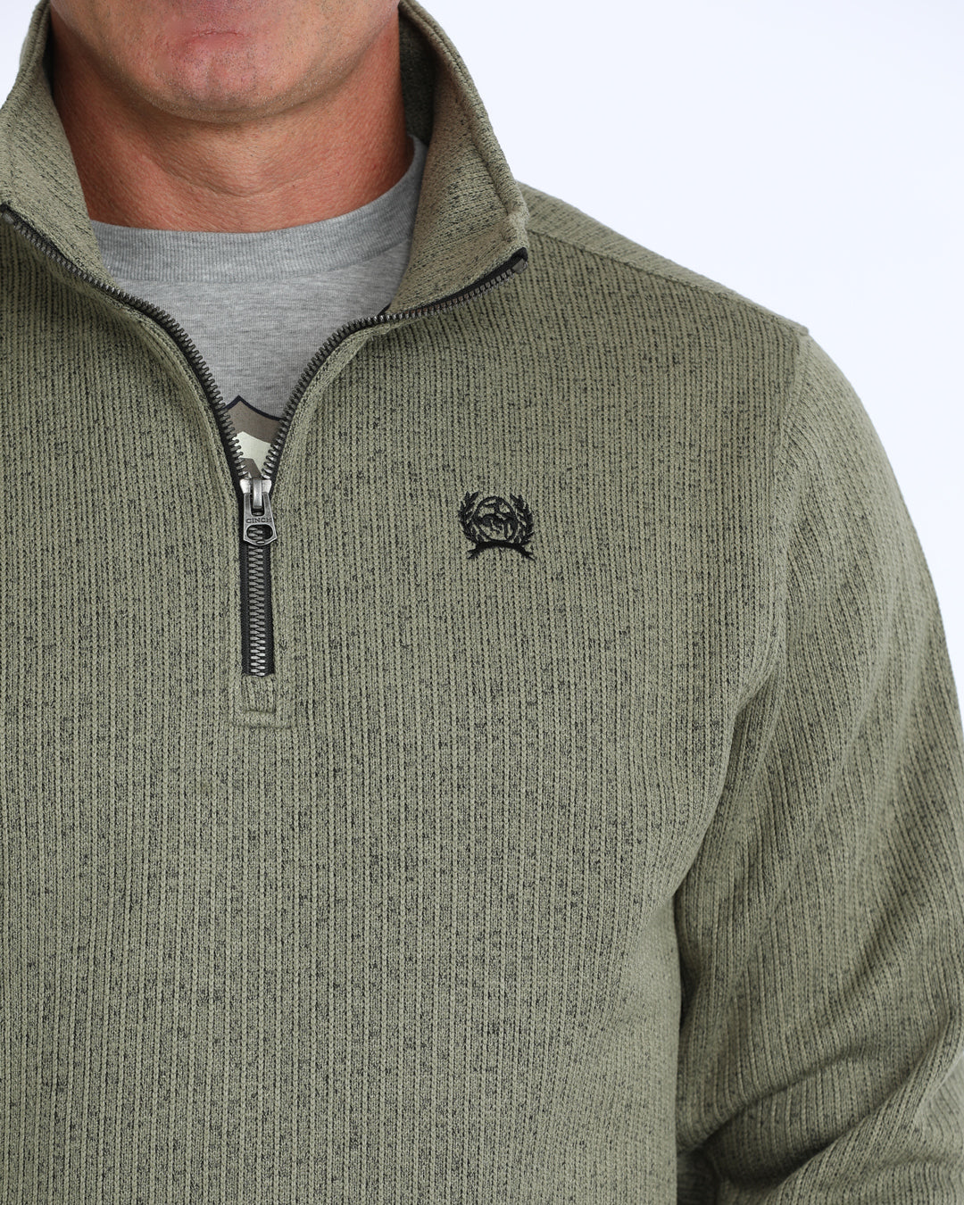 Cinch Men's Olive 1/4 Zip Sweater Knit Pullover