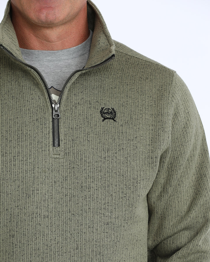 Cinch Men's Olive 1/4 Zip Sweater Knit Pullover