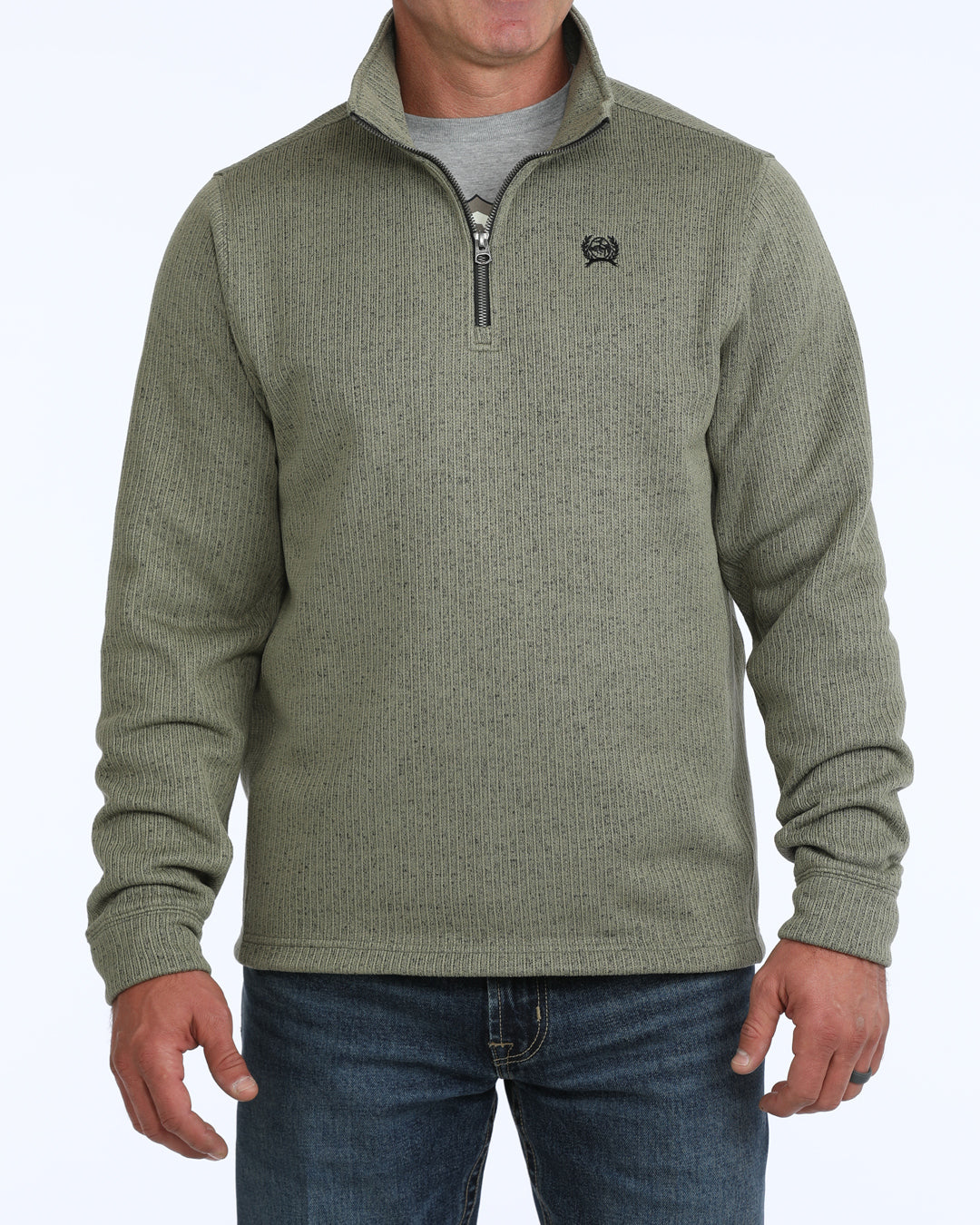 Cinch Men's Olive 1/4 Zip Sweater Knit Pullover