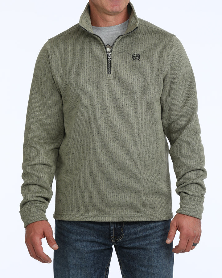 Cinch Men's Olive 1/4 Zip Sweater Knit Pullover