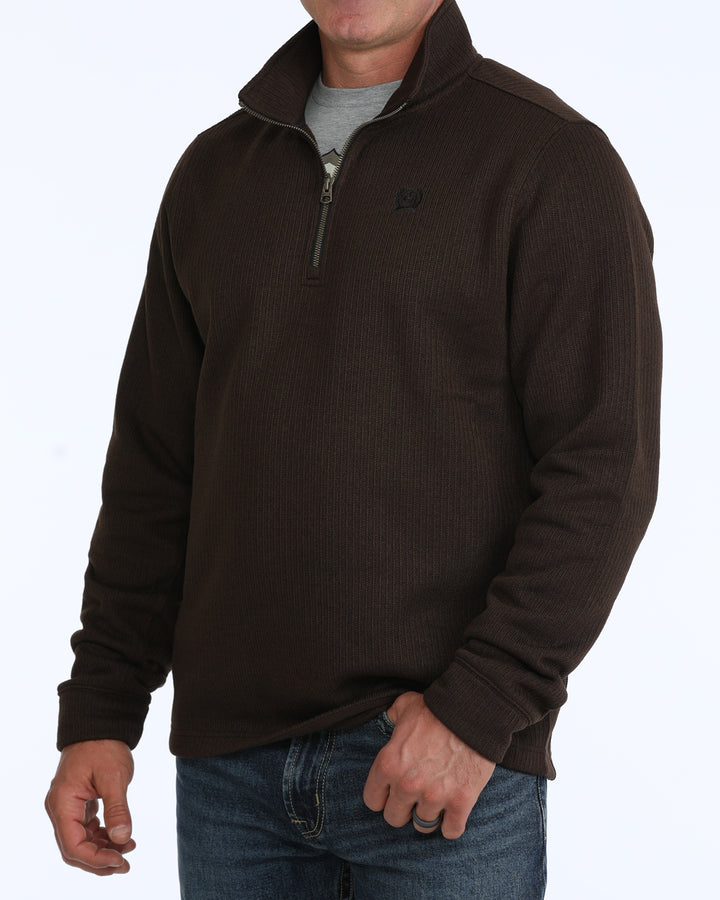 Cinch Men's Brown 1/4 Zip Sweater Knit Pullover