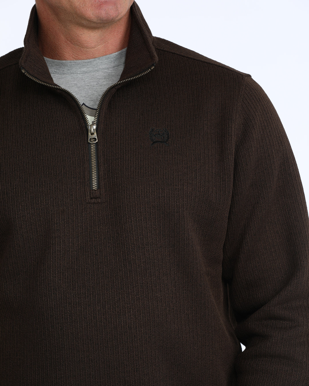 Cinch Men's Brown 1/4 Zip Sweater Knit Pullover