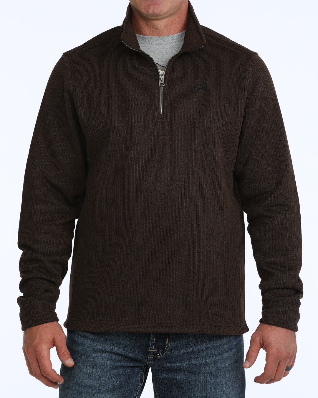 Cinch Men's Brown 1/4 Zip Sweater Knit Pullover