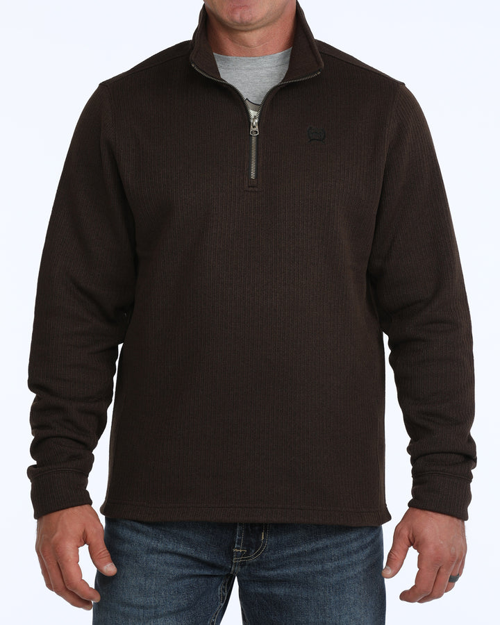Cinch Men's Brown 1/4 Zip Sweater Knit Pullover