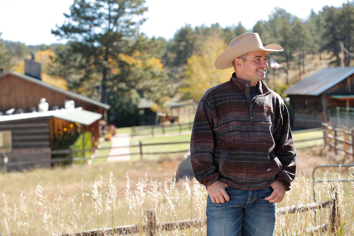 Cinch Men's Brown and Red Fleece Pullover