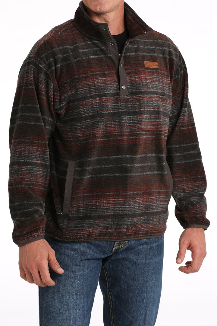 Cinch Men's Brown and Red Fleece Pullover