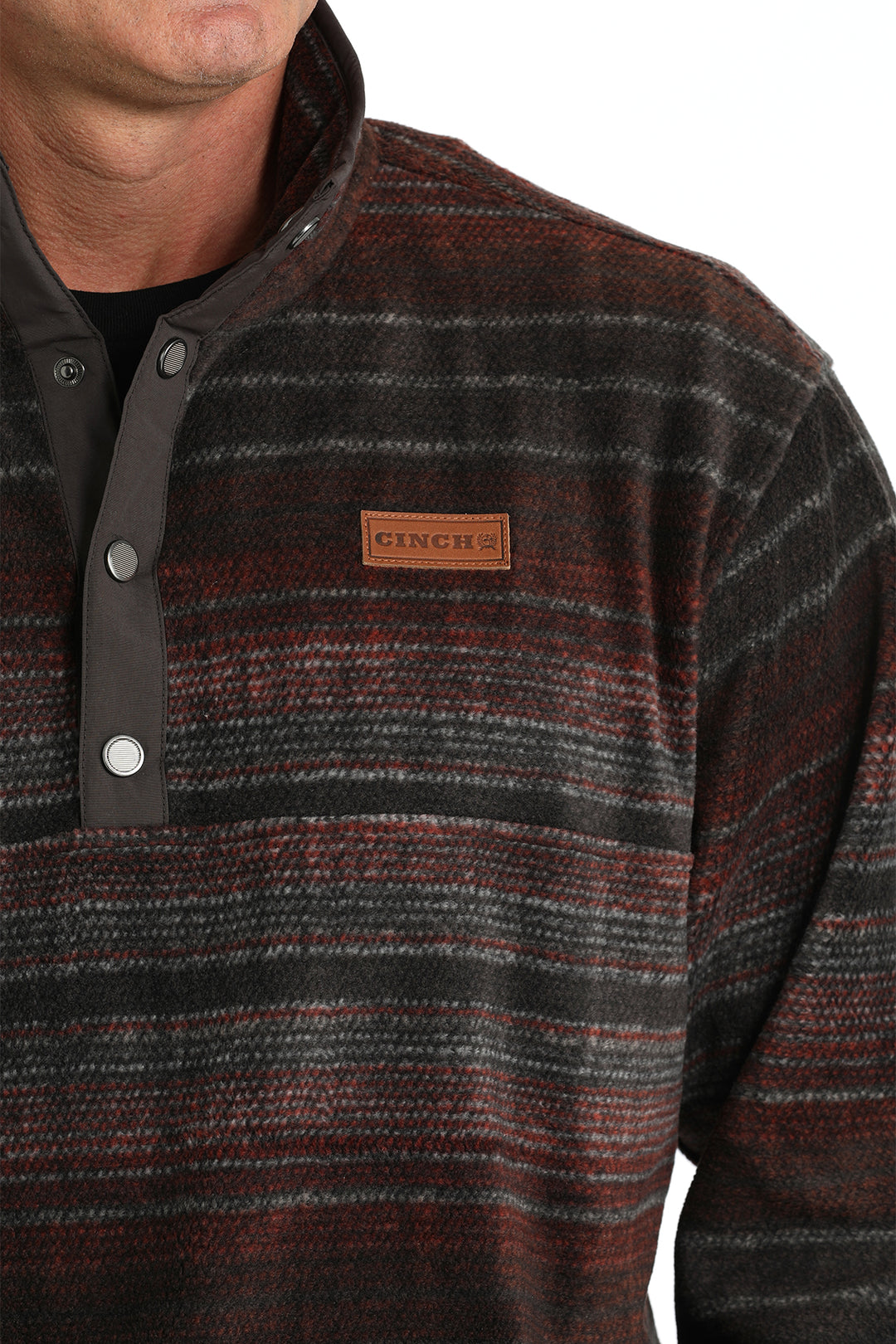 Cinch Men's Brown and Red Fleece Pullover