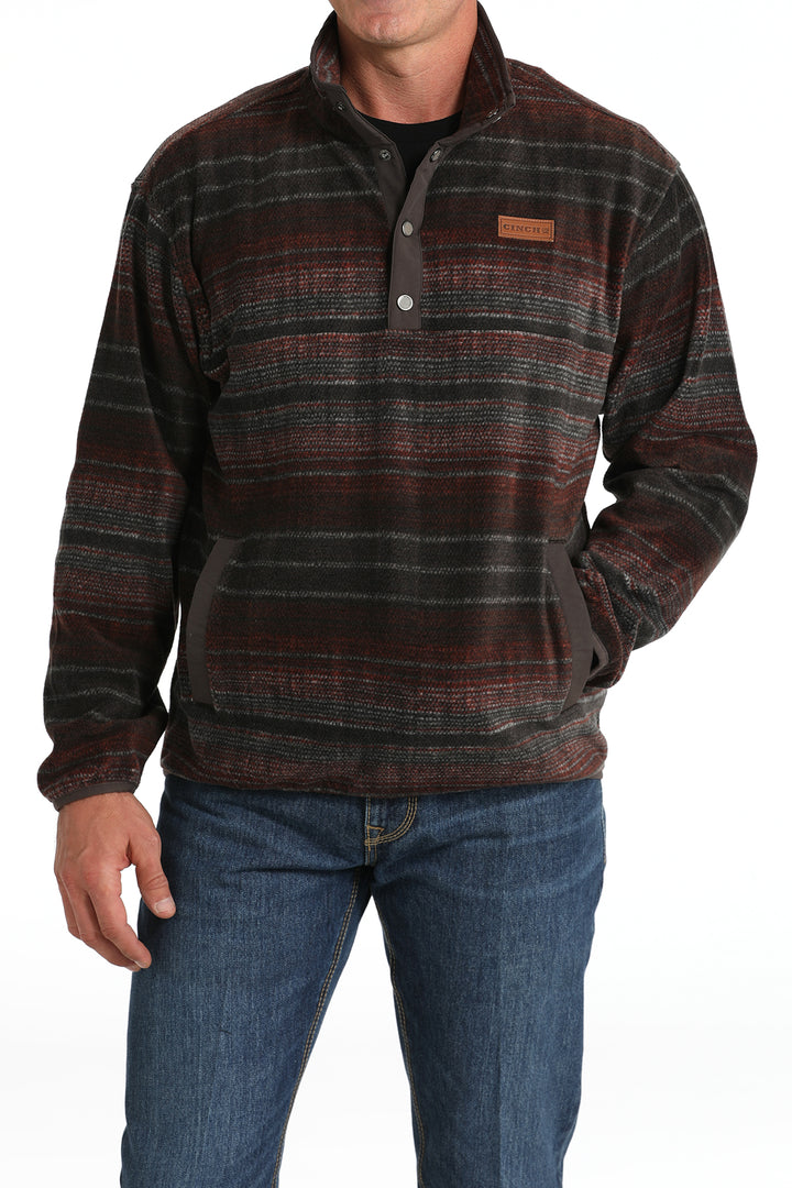 Cinch Men's Brown and Red Fleece Pullover