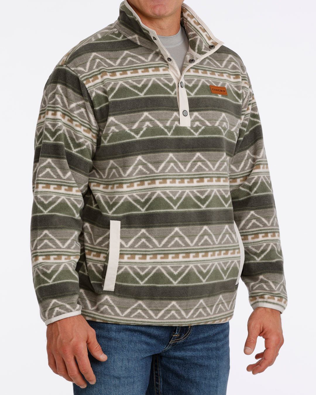 Cinch Men's Olive Polar Fleece Pullover