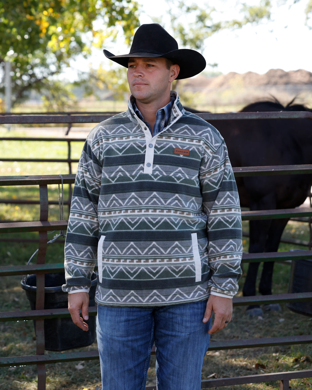 Cinch Men's Olive Polar Fleece Pullover
