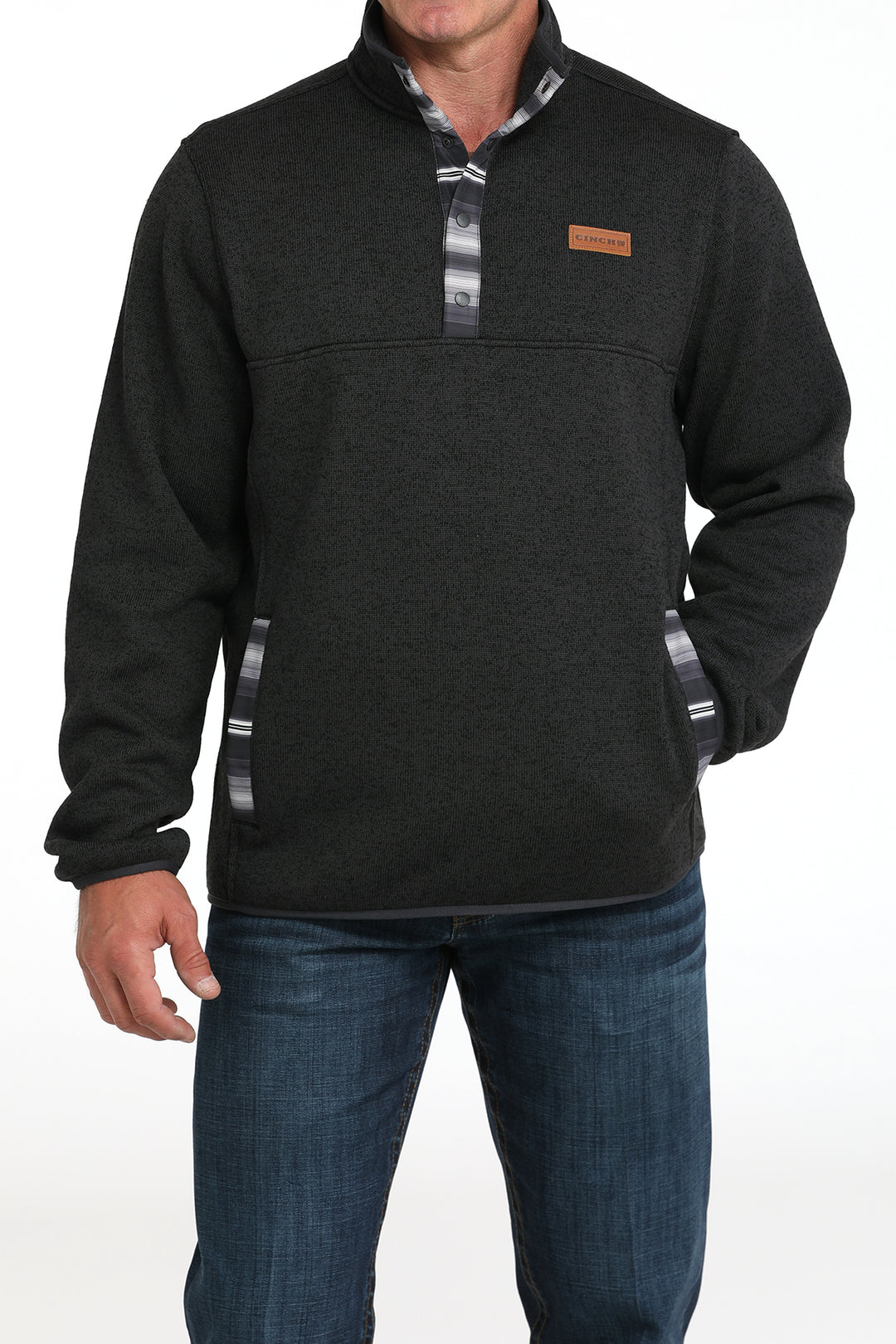 Cinch Men's Charcoal Sweater Knit Pullover