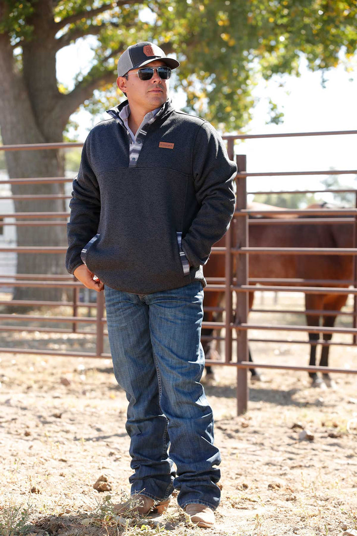 Cinch Men's Charcoal Sweater Knit Pullover
