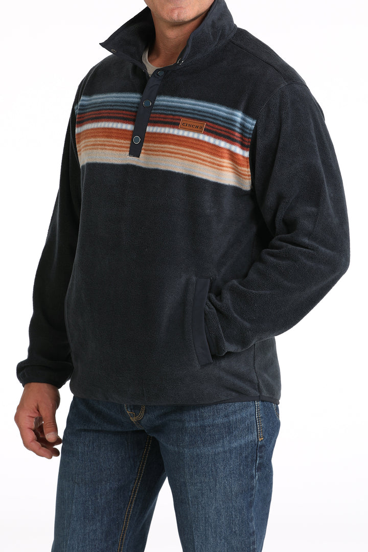 Cinch Men's Navy Multicolored Stripe Fleece Pullover