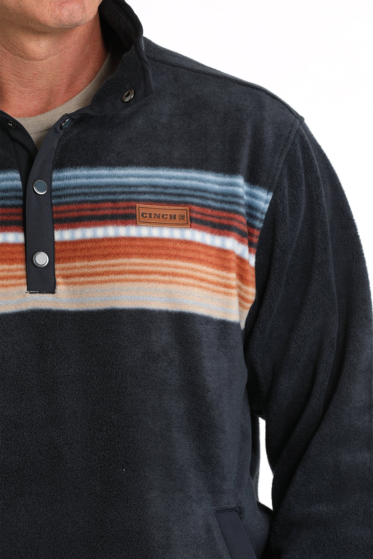 Cinch men's multicolored striped fleece pullover jacke sale