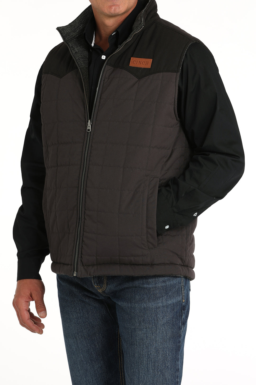 Cinch Men's Charcoal and Black Reversible Quilted Vest