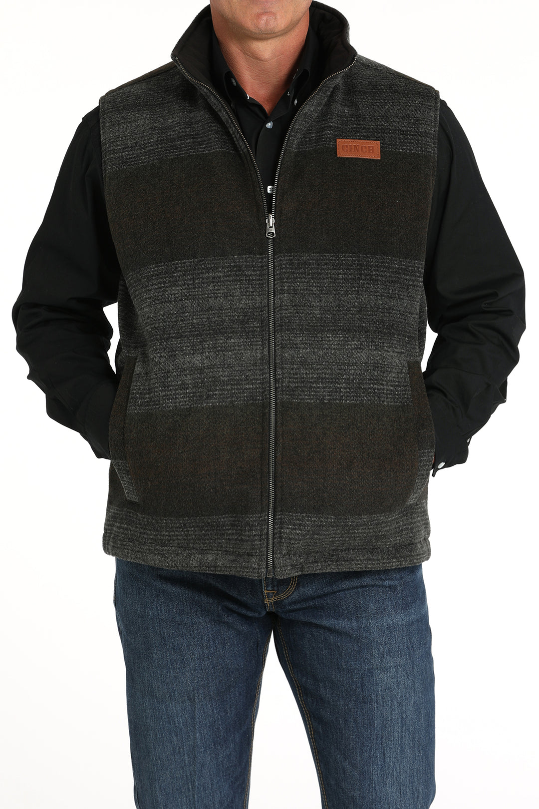 Cinch Men's Charcoal and Black Reversible Quilted Vest