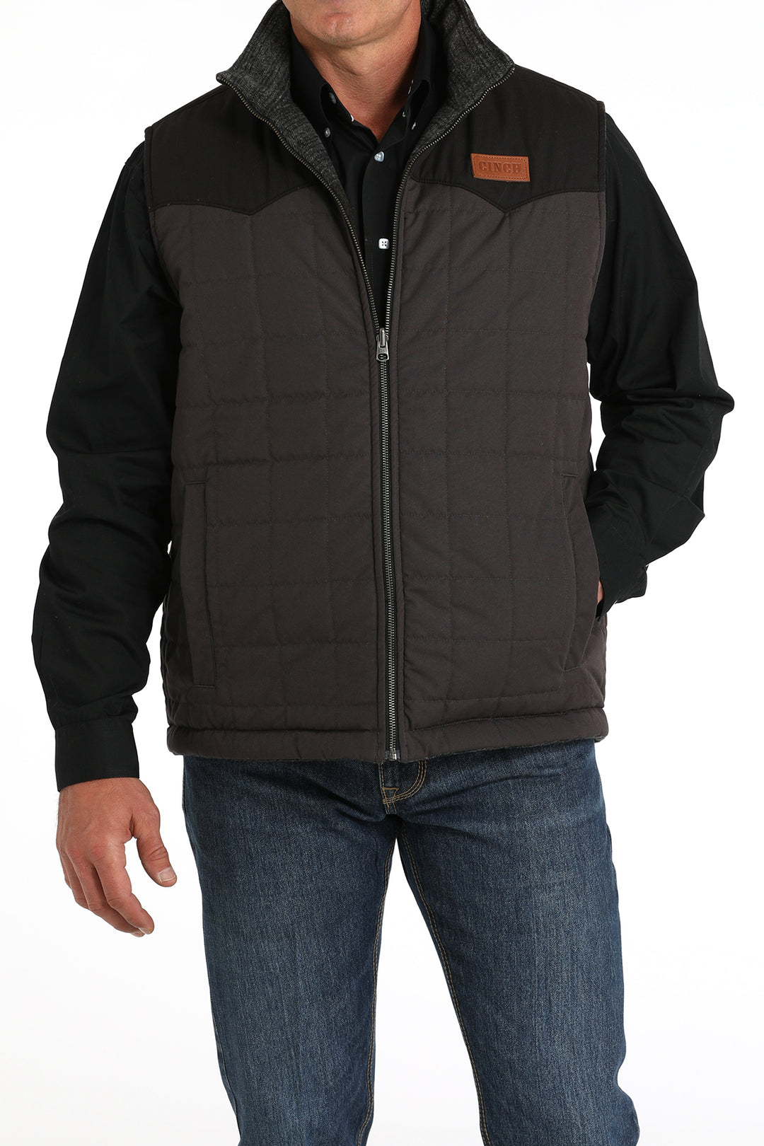 Cinch Men's Charcoal and Black Reversible Quilted Vest