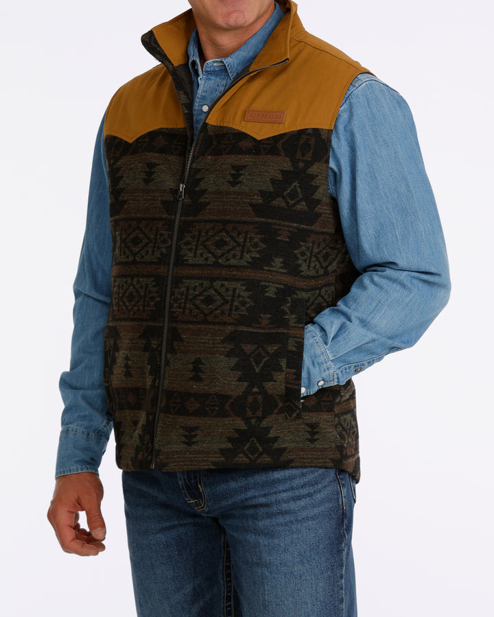 Cinch Men's Charcoal and Tan Jaquard Concealed Carry Vest