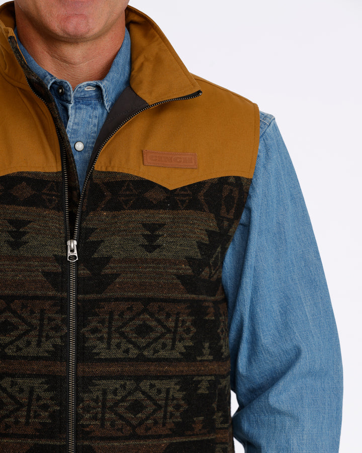Cinch Men's Charcoal and Tan Jaquard Concealed Carry Vest