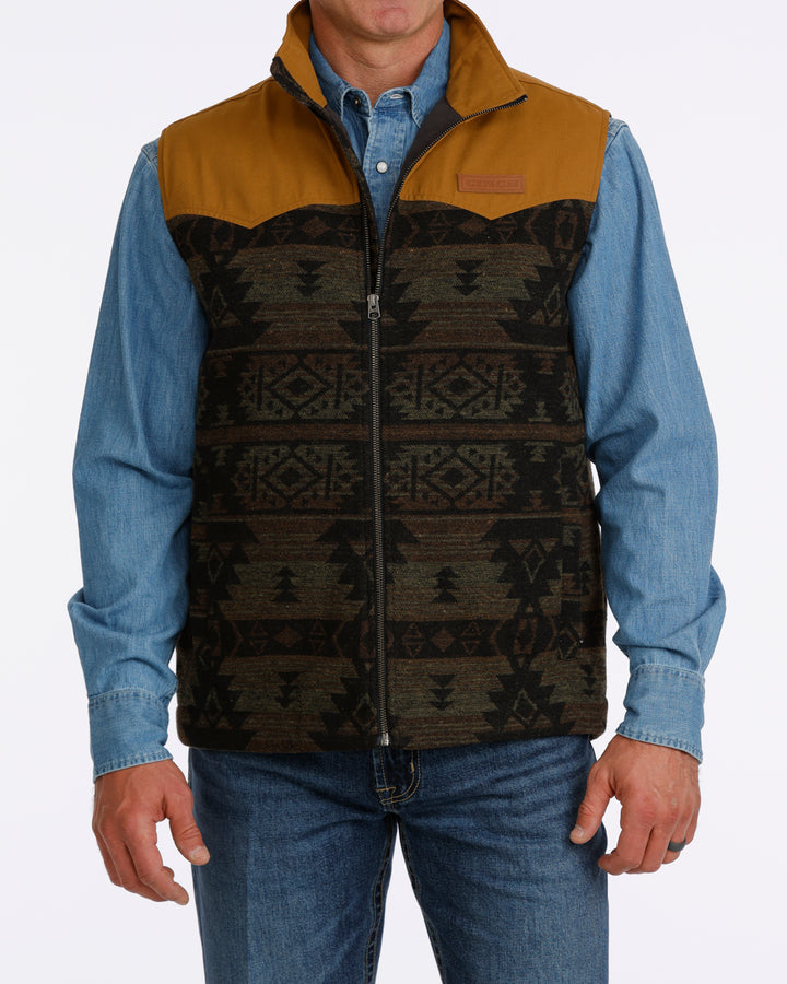 Cinch Men's Charcoal and Tan Jaquard Concealed Carry Vest