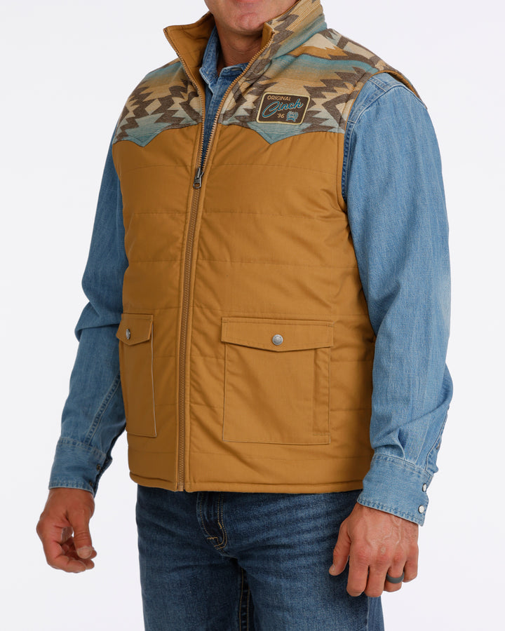 Cinch Men's Reversible Tan and Blue Quilted Vest