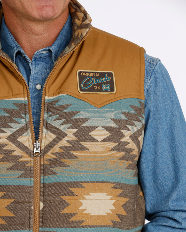 Cinch Men's Reversible Tan and Blue Quilted Vest
