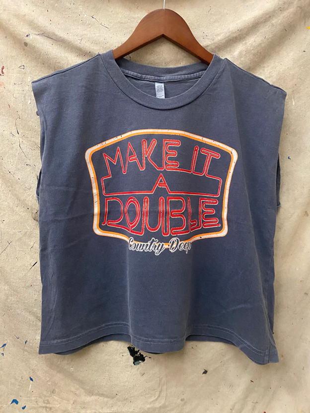 Country Deep Women's Black Make It Double Crop Tee