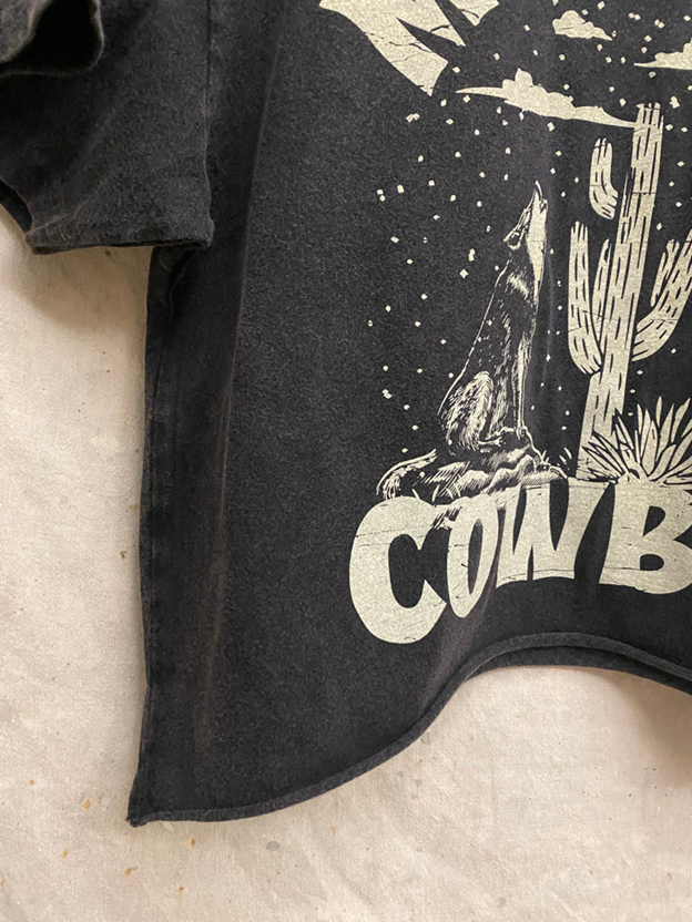 Country Deep Women's Black Midnight Cowboy Crop Tee