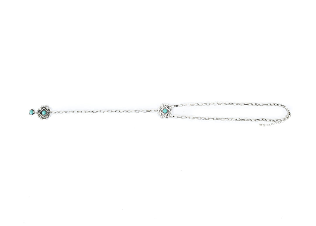 West and Co Turquoise Aztec Concho Lariat Necklace