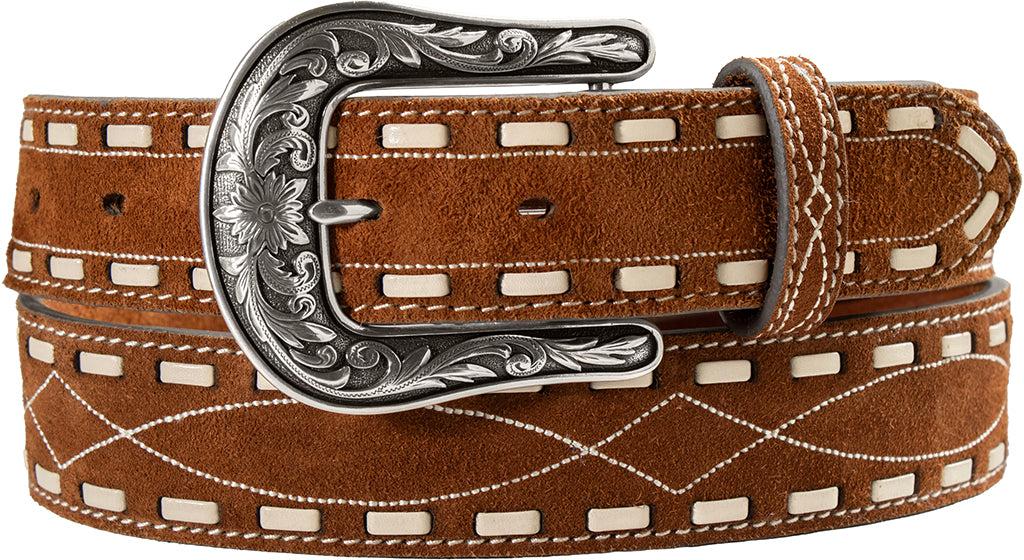 Nocona Women's Rust Roughout Boot Stitched Embroidered Belt - West 20 Saddle Co.