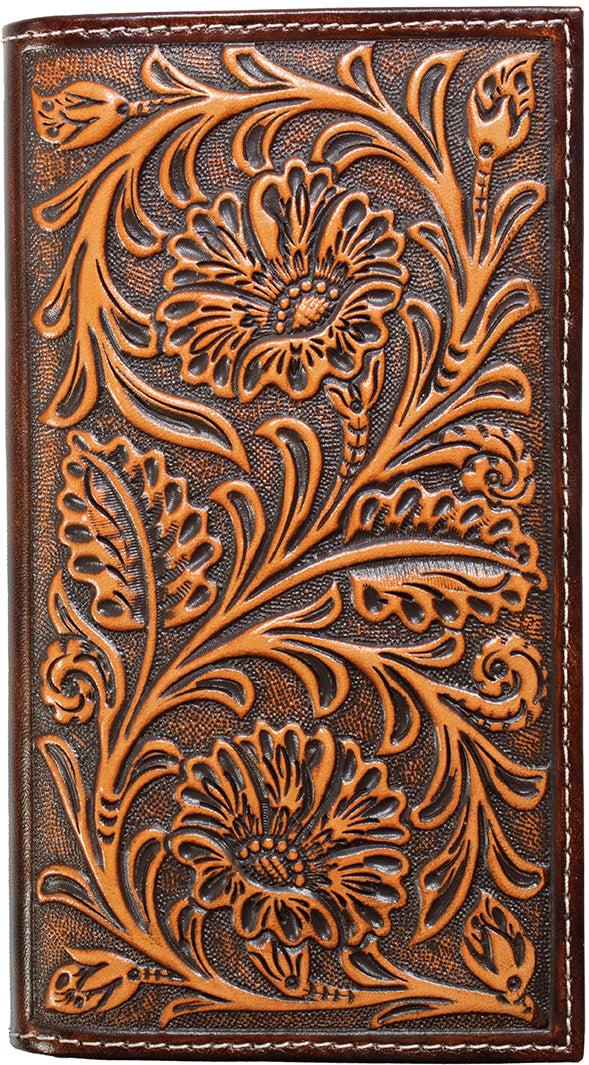 Nocona Brown Floral Embossed Rodeo Wallet - West 20 Saddle Co.