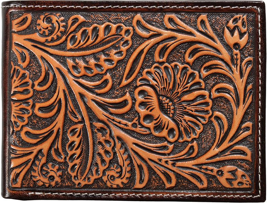 Nocona Brown Floral Embossed Bifold Wallet - West 20 Saddle Co.