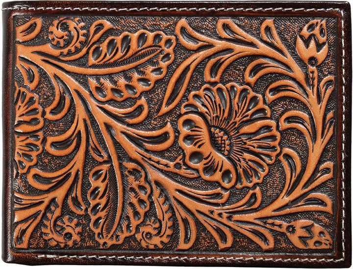 Nocona Brown Floral Embossed Bifold Wallet - West 20 Saddle Co.